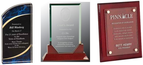 Custom employee recognition awards available in Glass, Acrylic, Wood for recognition awards ideas, Reasonably priced & Fast turnaround.